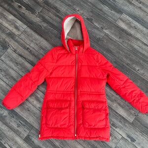 J. Crew Red and Pink Puffer Jacket